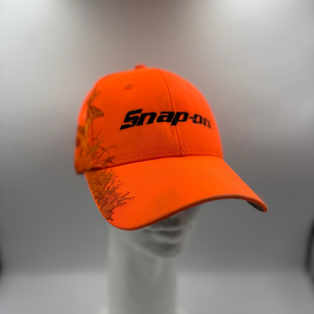 Snap-on Hat Mens OSFM Blaze Orange Good Embroidered Deer Dri Duck Wildlife Cap